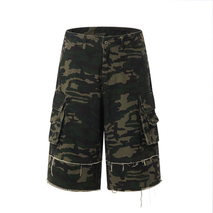 Camouflage Cargo Patchwork Half Pants WN18723