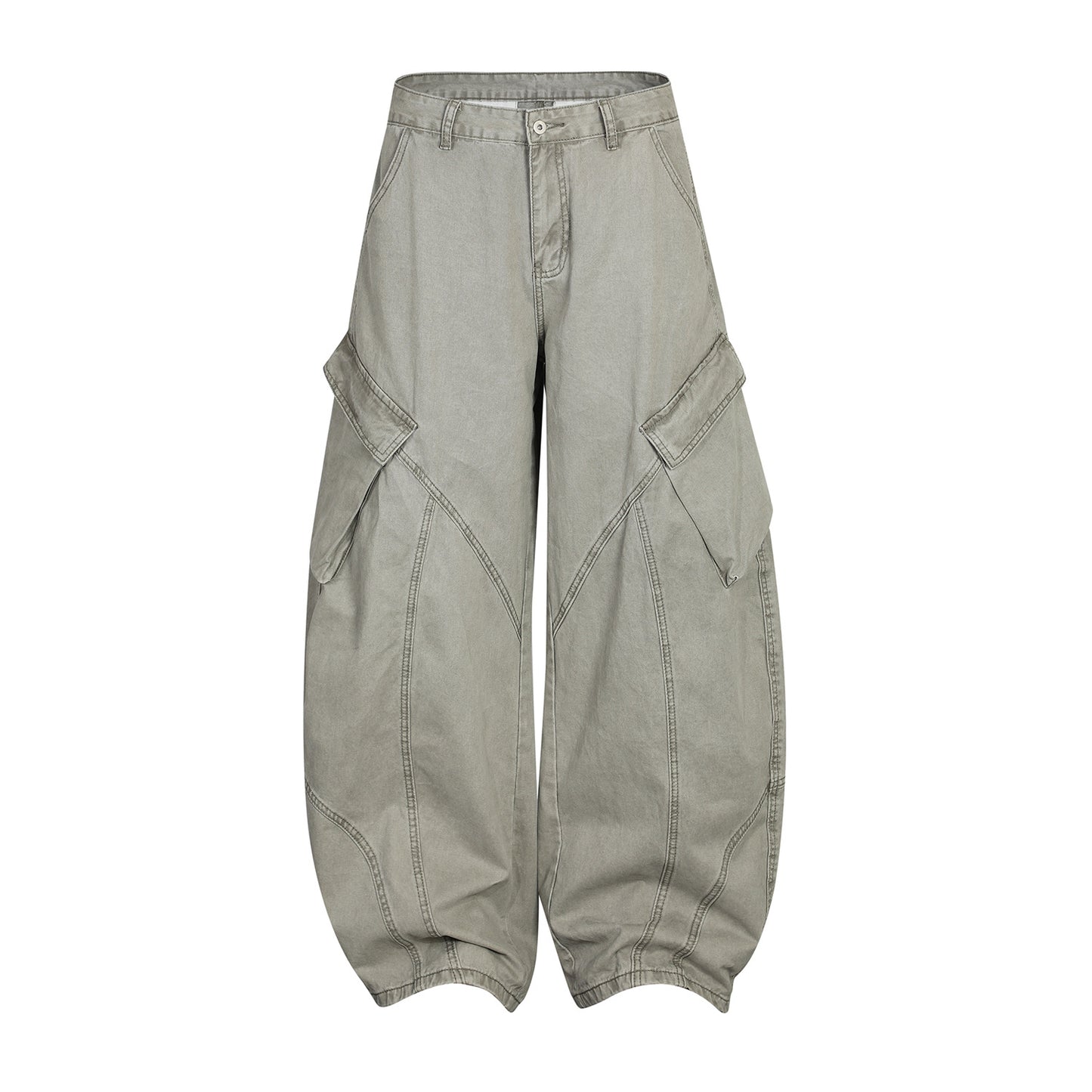 Multi-Pocket Washed Deconstructed Wide Leg Cargo Pants WN18582