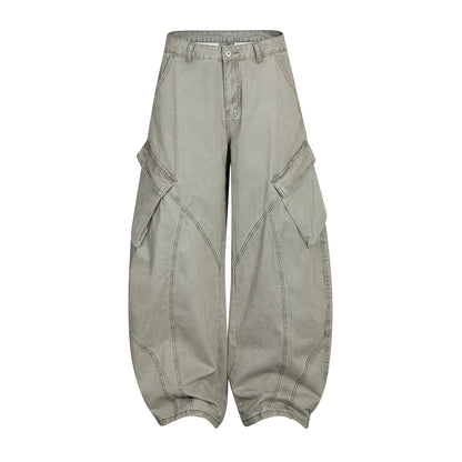 Multi-Pocket Washed Deconstructed Wide Leg Cargo Pants WN18582