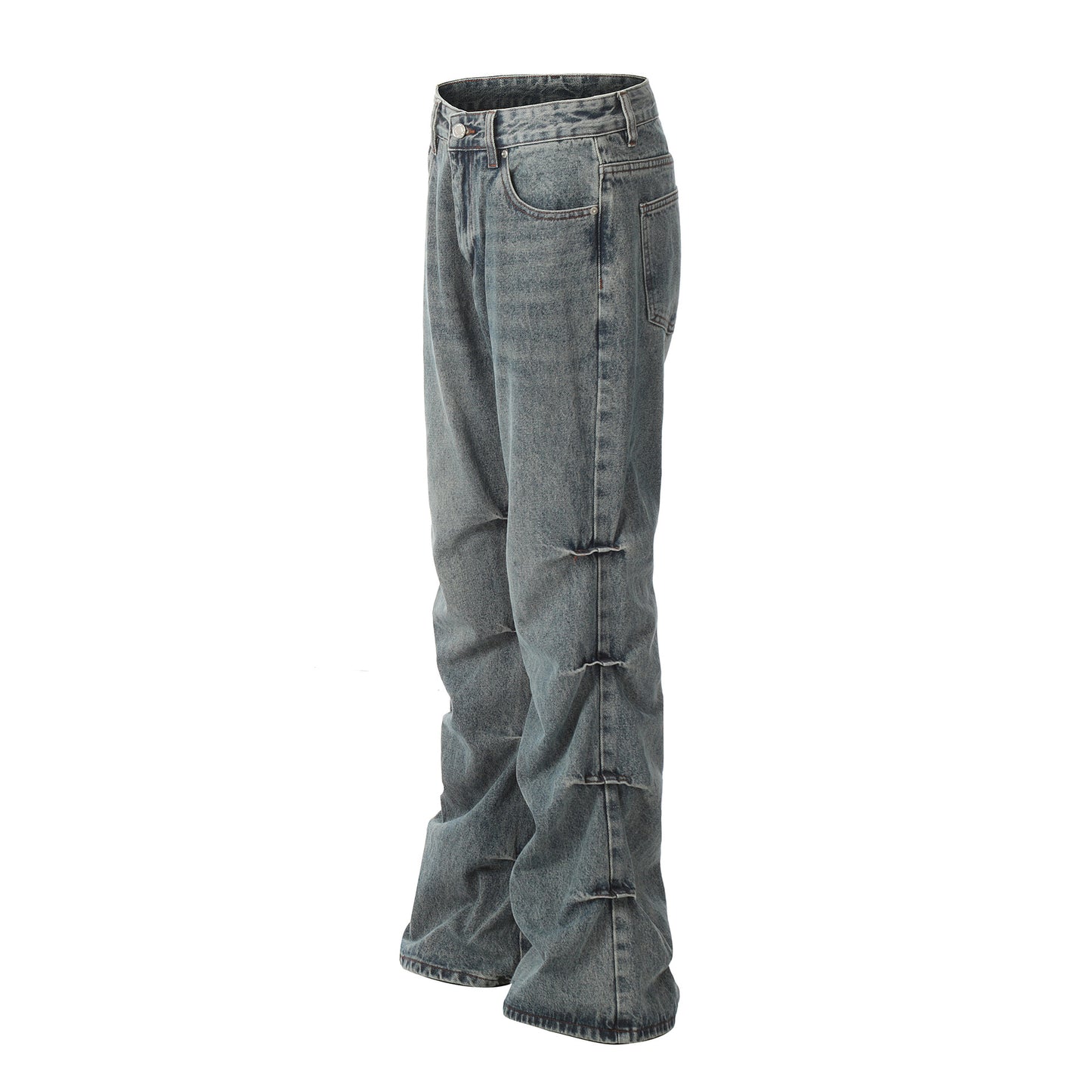 Washed Pleats Straight Denim Jeans WN25924
