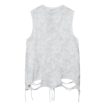 Starry Chain Damage Sleeveless T-Shirt WN16546