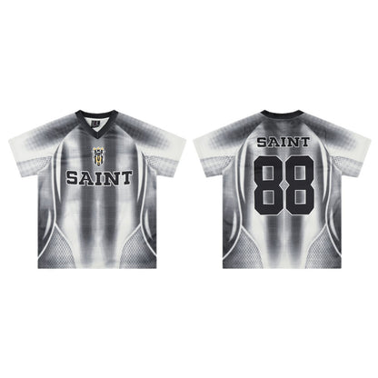 Sporty Number 88 Striped V-Neck Short Sleeve T-Shirt WN26553