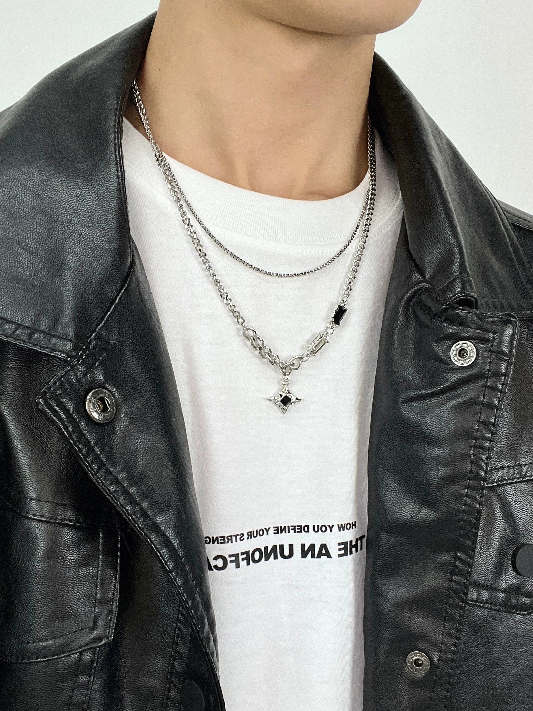 Double Layer Square Rhinestone Starburst Necklace WN19262