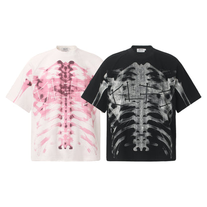 Skeleton Print Waffle Short Sleeve T-Shirt WN25557