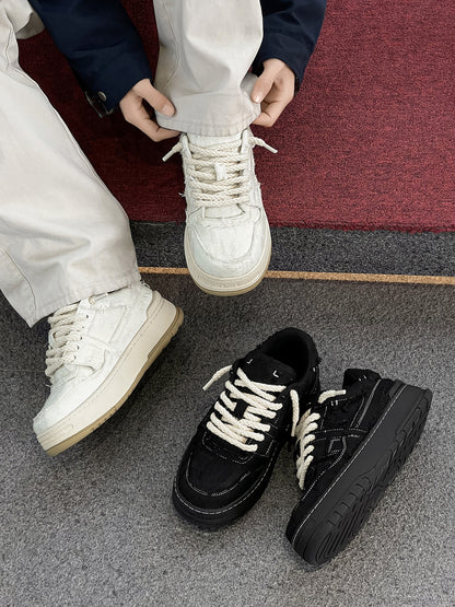 Chunky Textured Platform Lace-Up Sneakers WN24538