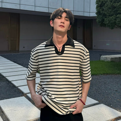 Oversize Border Knit Polo Shirt WN25291