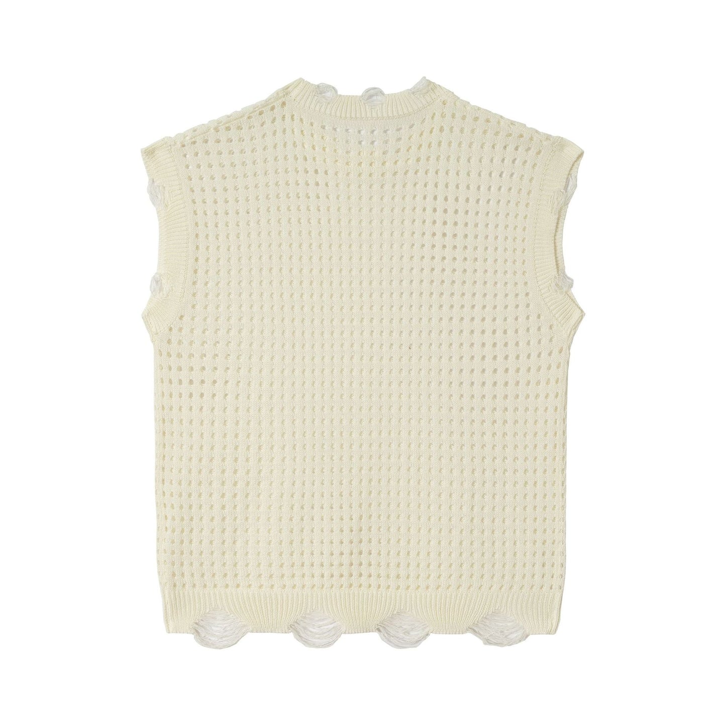 Mesh Damage Design Knit Vest WN25757