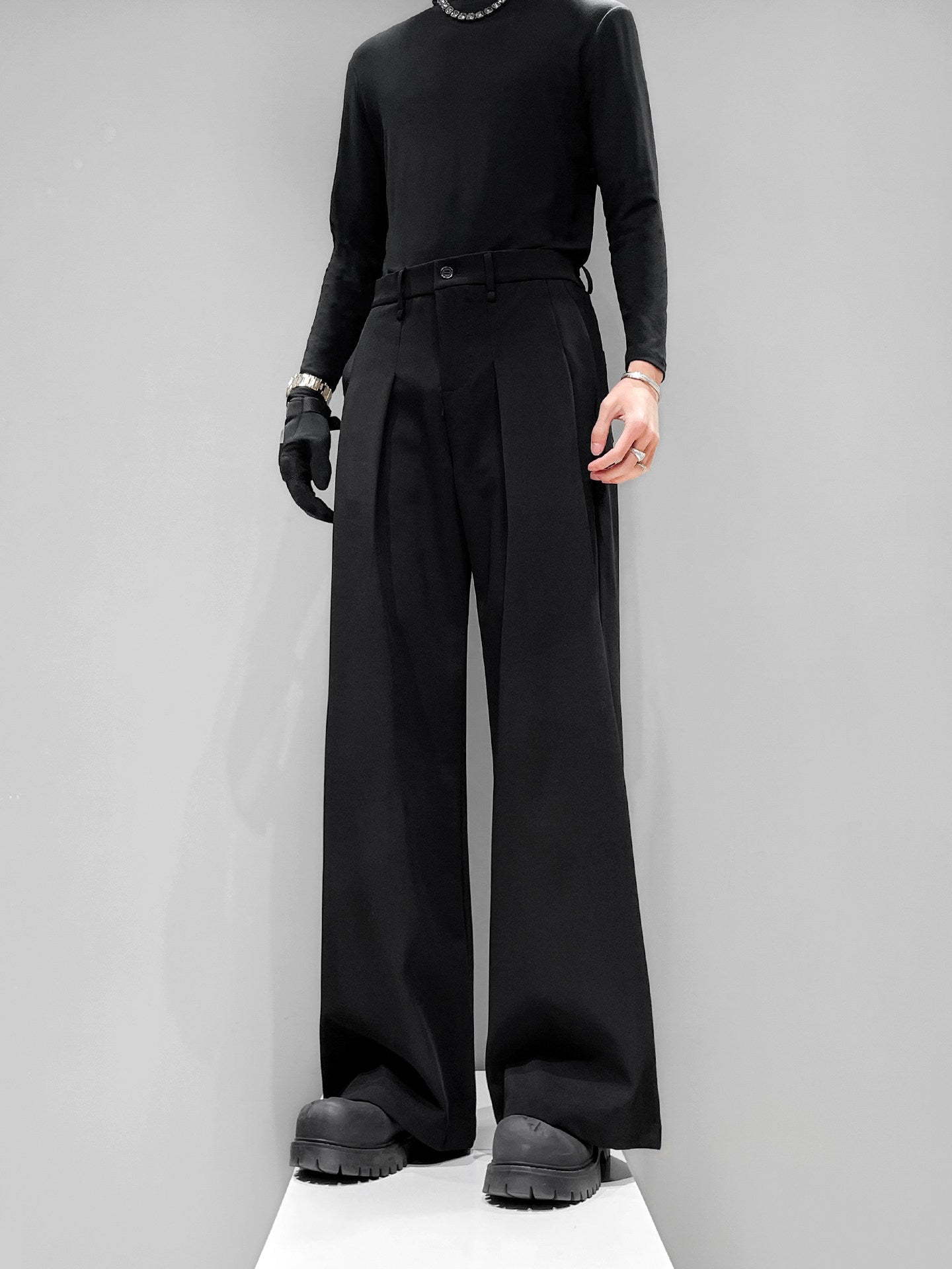 Draped Flare Straight Trousers WN23869
