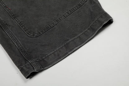 Washed Fade Curved Seam Wide Leg Denim Jeans WN25849