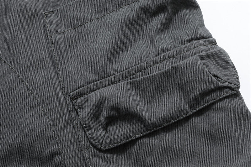 Washed Damage Zipper Cargo Half Pants WN26853