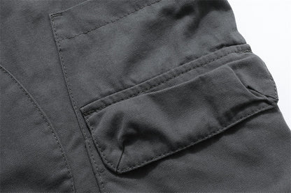 Washed Damage Zipper Cargo Half Pants WN26853