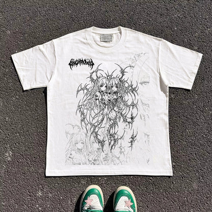 Illustration Print Oversize Short Sleeve T-Shirt WN16702