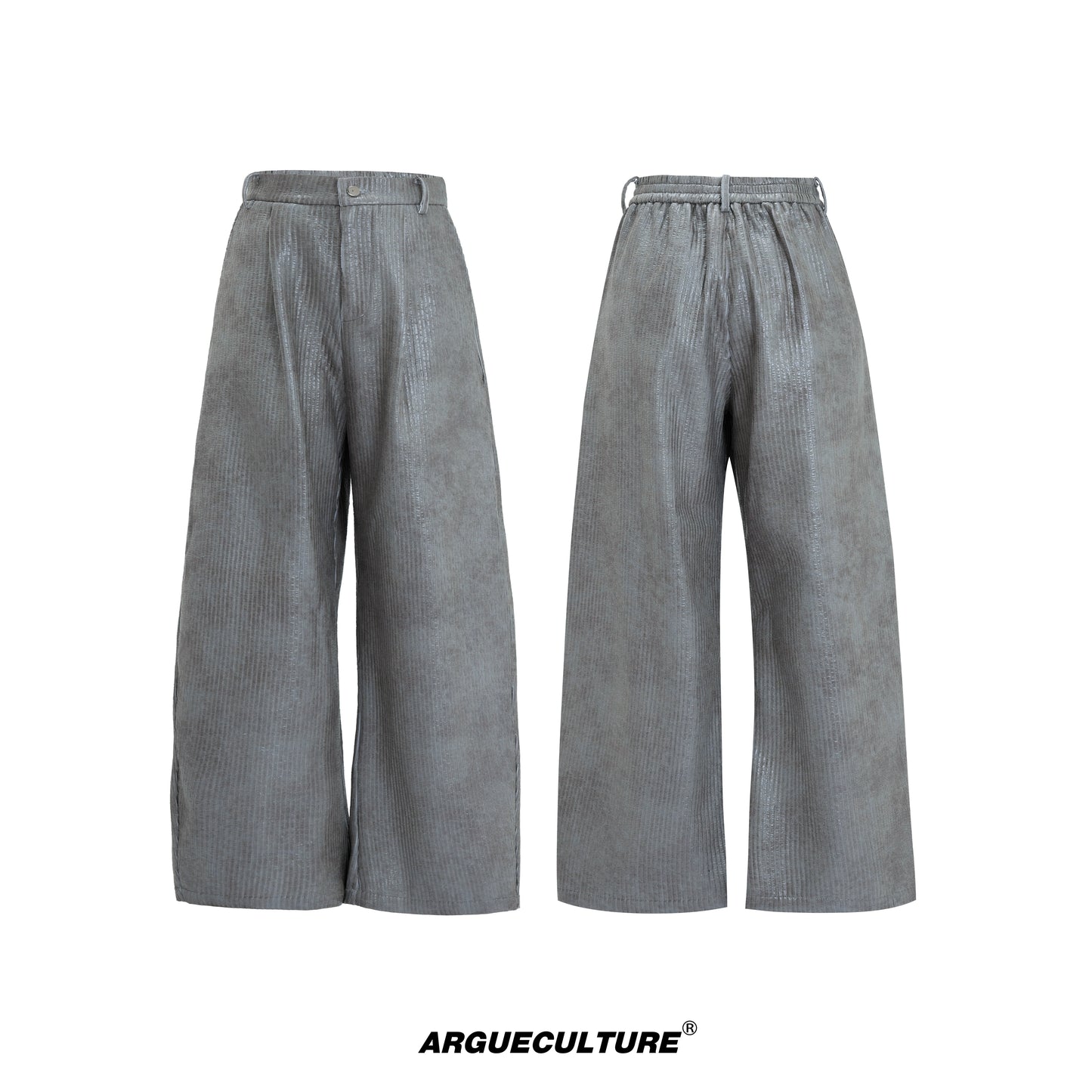 Waxed Textured PU Leather Wide Leg Pants WN21742