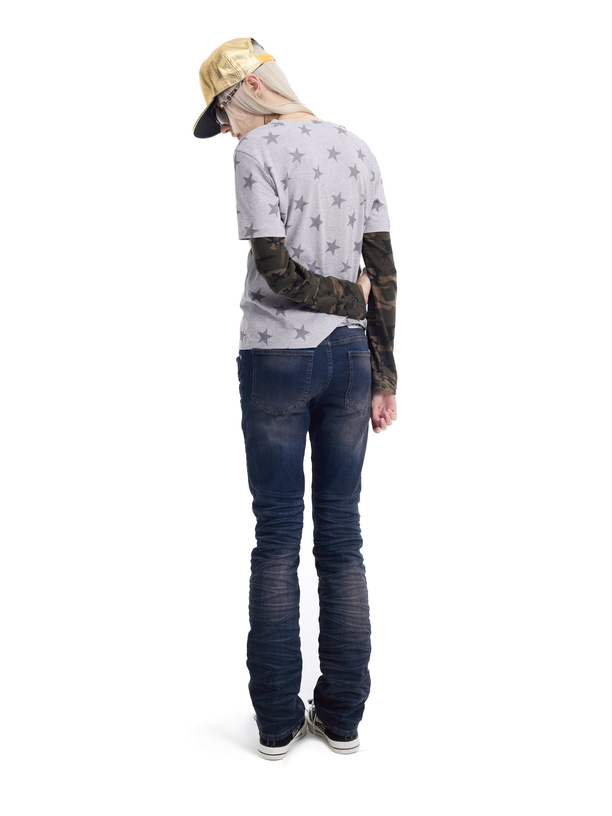 Washed Whisker Straight Denim Jeans WN27223