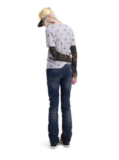 Washed Whisker Straight Denim Jeans WN27223