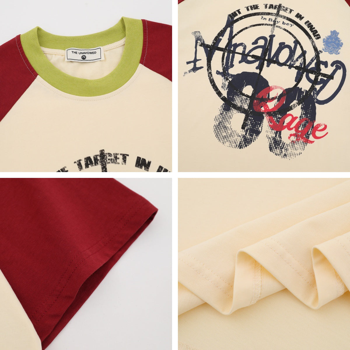 Contrast Raglan Sleeve Cotton Oversize Short Sleeve T-Shirt WN26834