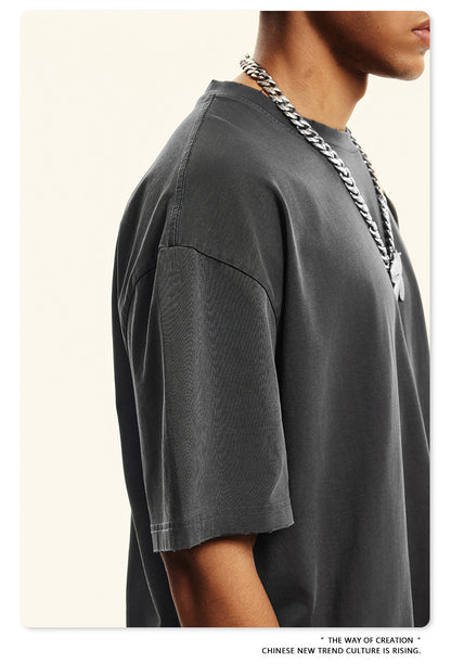 Damage Wash Round Neck Short Sleeve T-Shirt WN6060