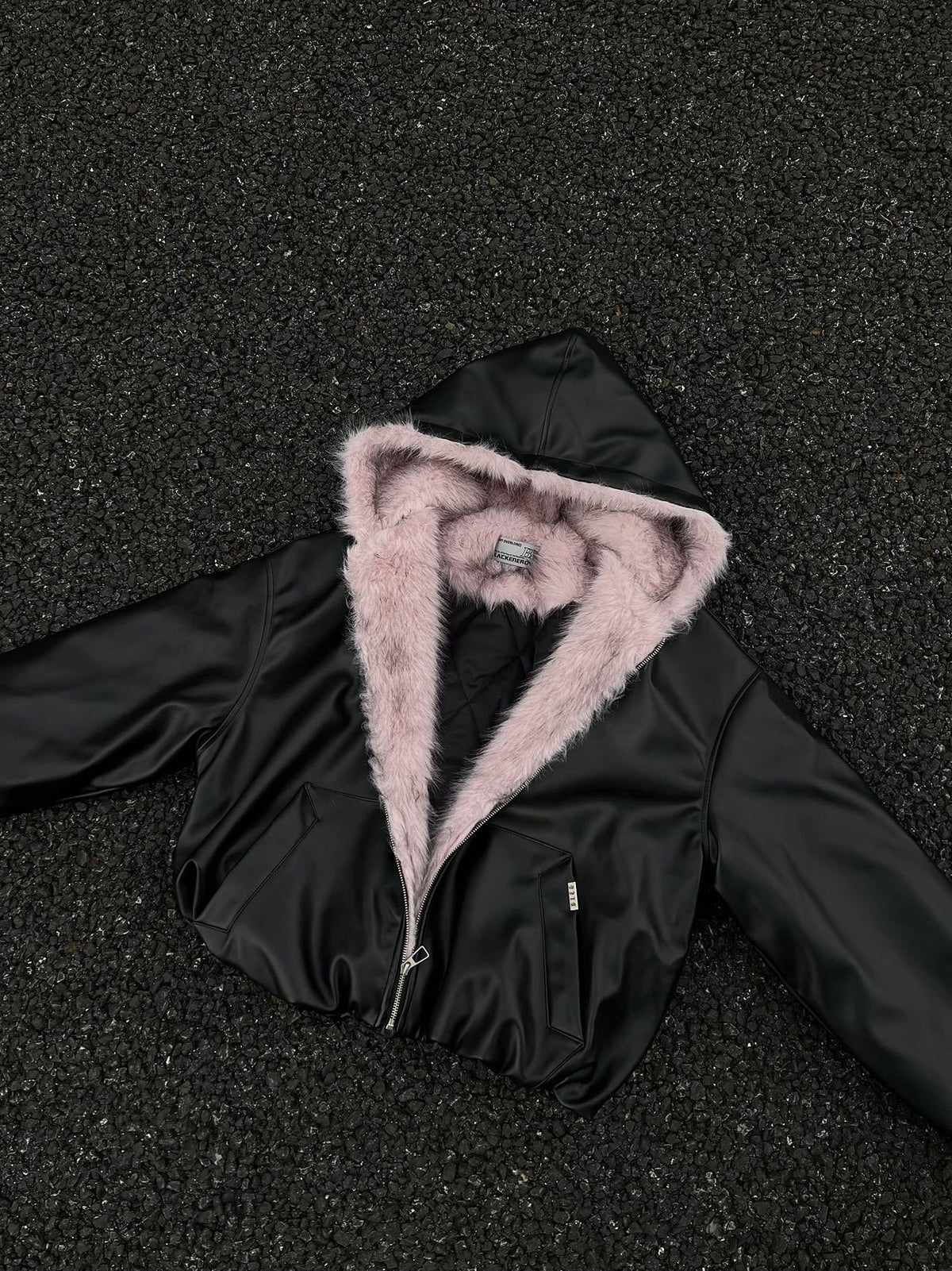Fake Fur Lining Hooded PU Leather Jacket WN28066