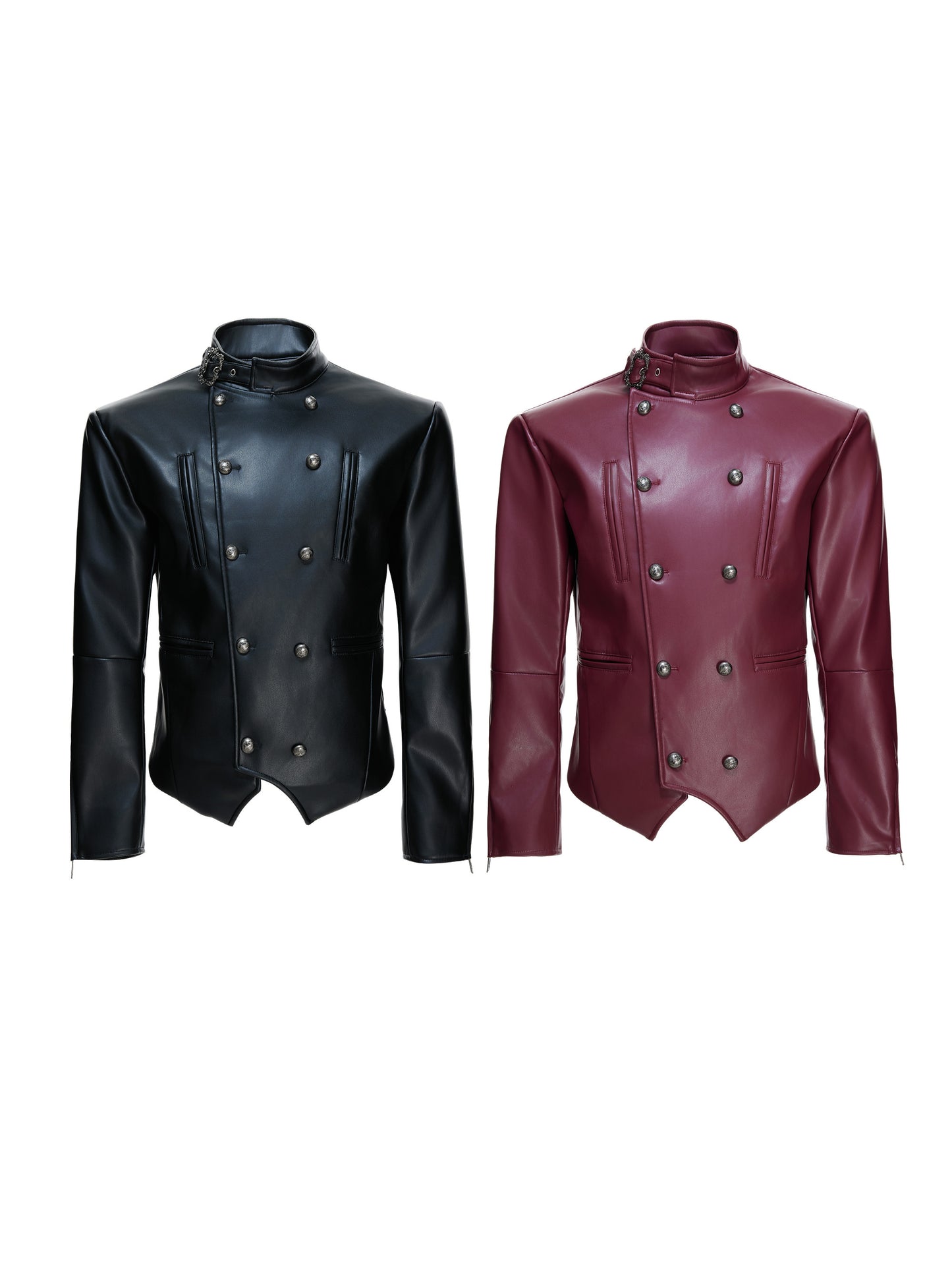 Button Double-Breasted PU Leather Jacket WN23553