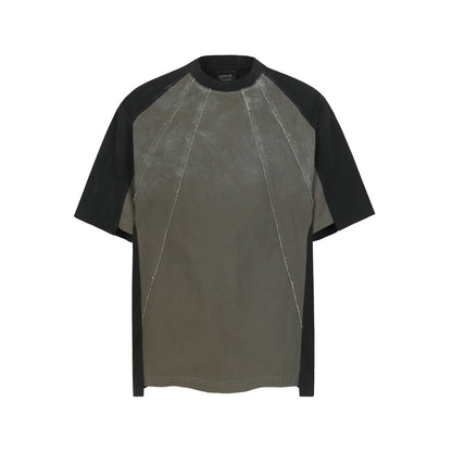 Washed Raw-Edge Splice Short Sleeve T-Shirt WN25743