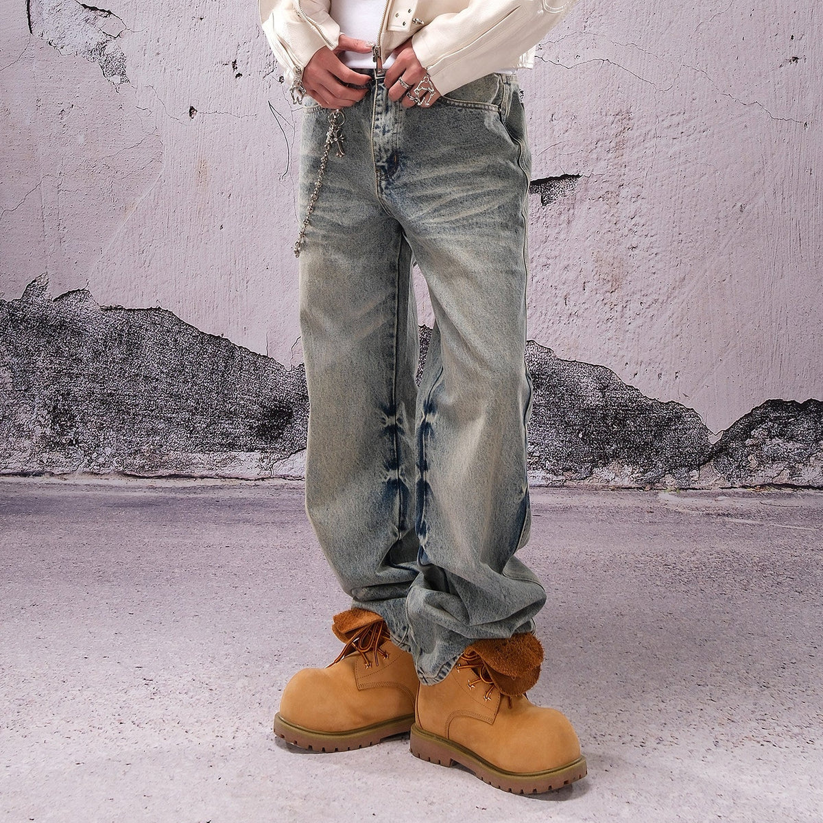 Straight Whisker Denim Jeans WN26619