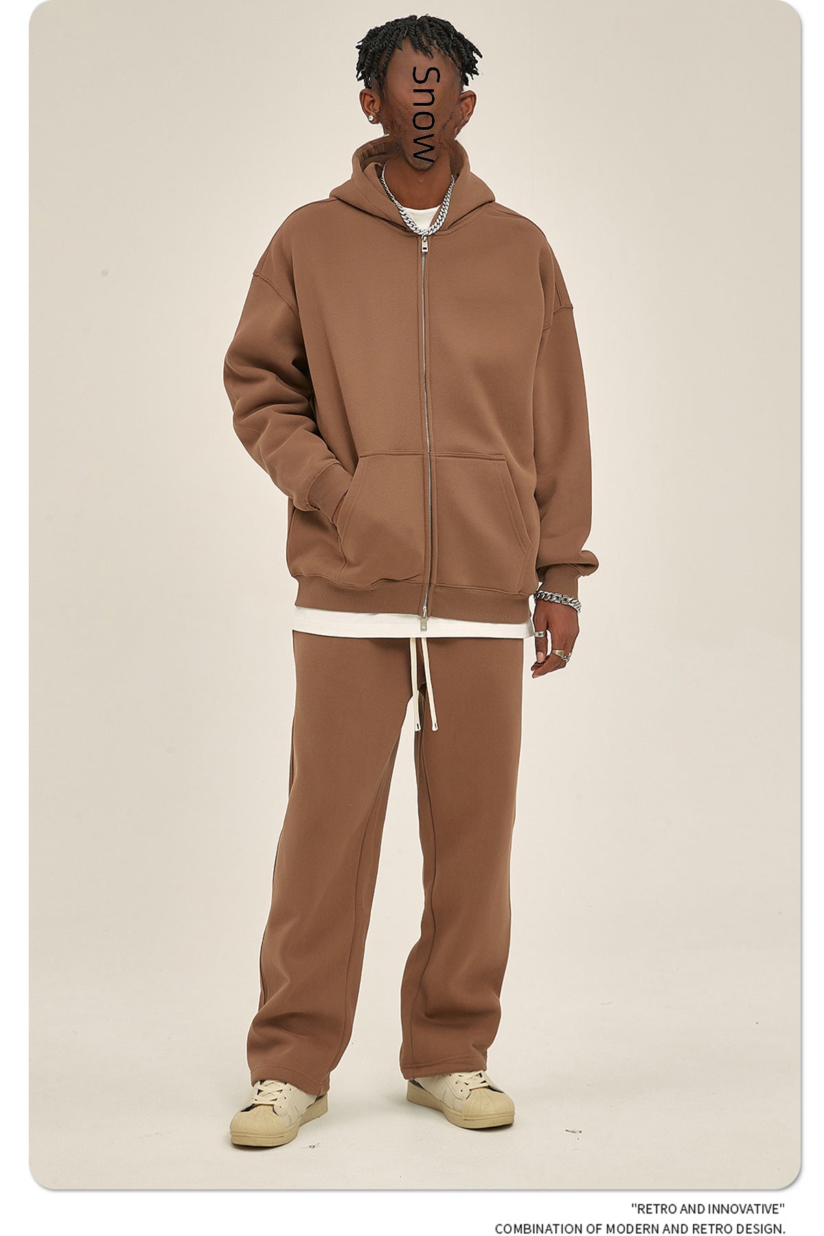 Oversize Heavyweight Zipper Hoodie & Heavyweight Sweatpants Setup WN6640-K