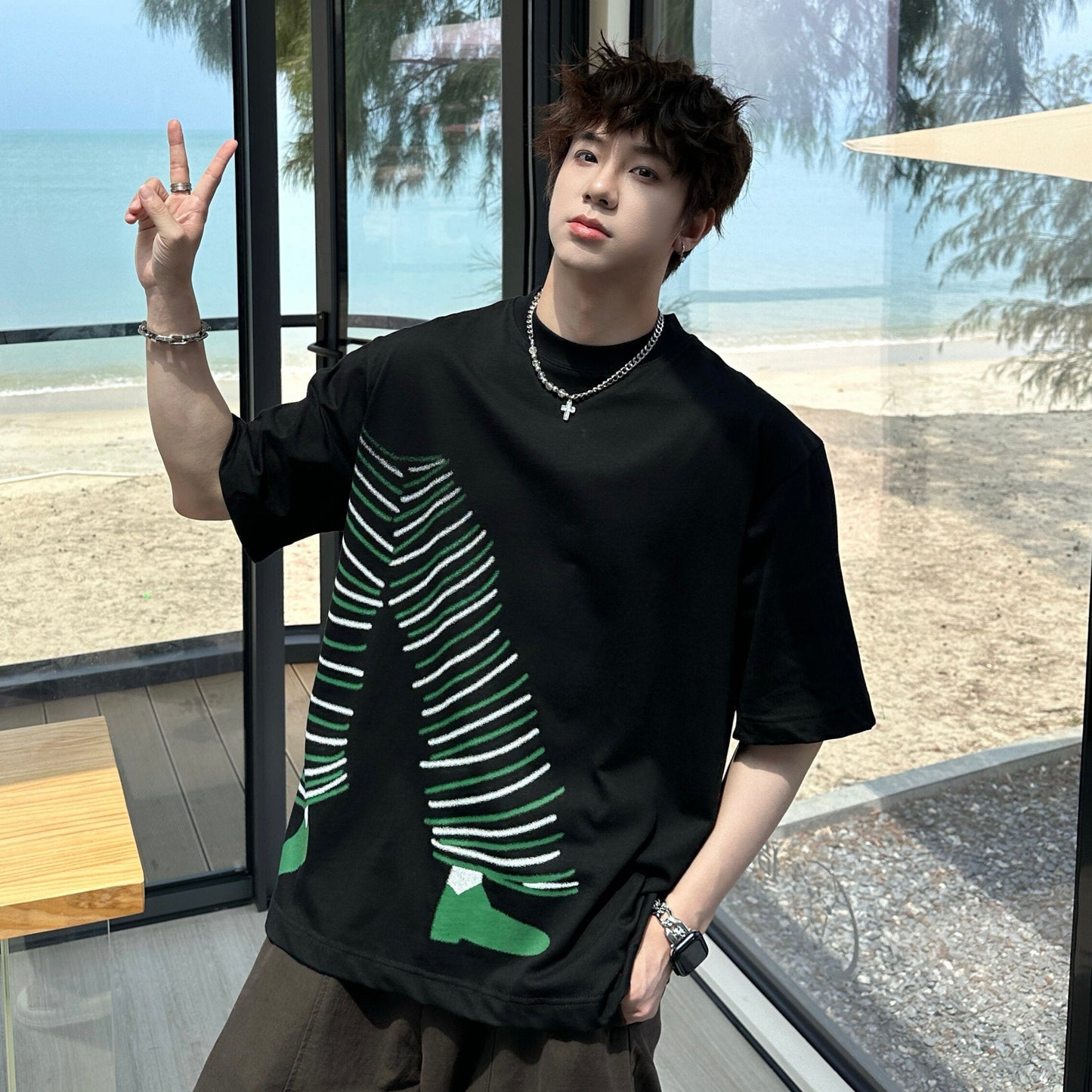 Graphic Print Oversize Short Sleeve T-Shirt WN25294