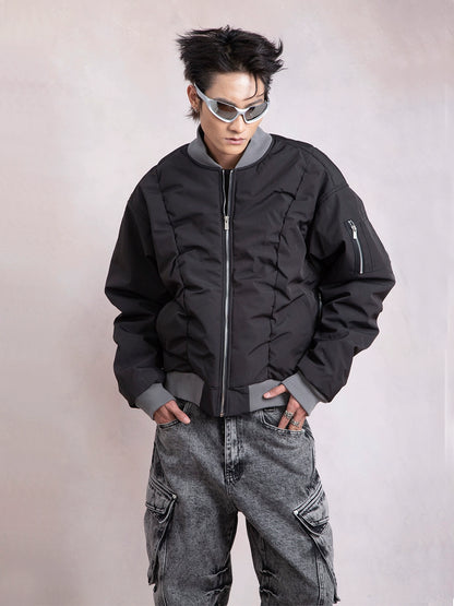 Wrinkled Multi-Zipper Thick Puffer Jacket WN9274