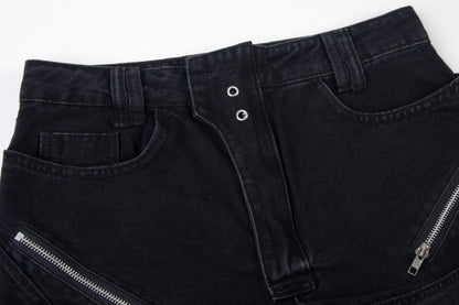 Bleached Damage Multi-Pocket Wide Leg Denim Jeans WN27797