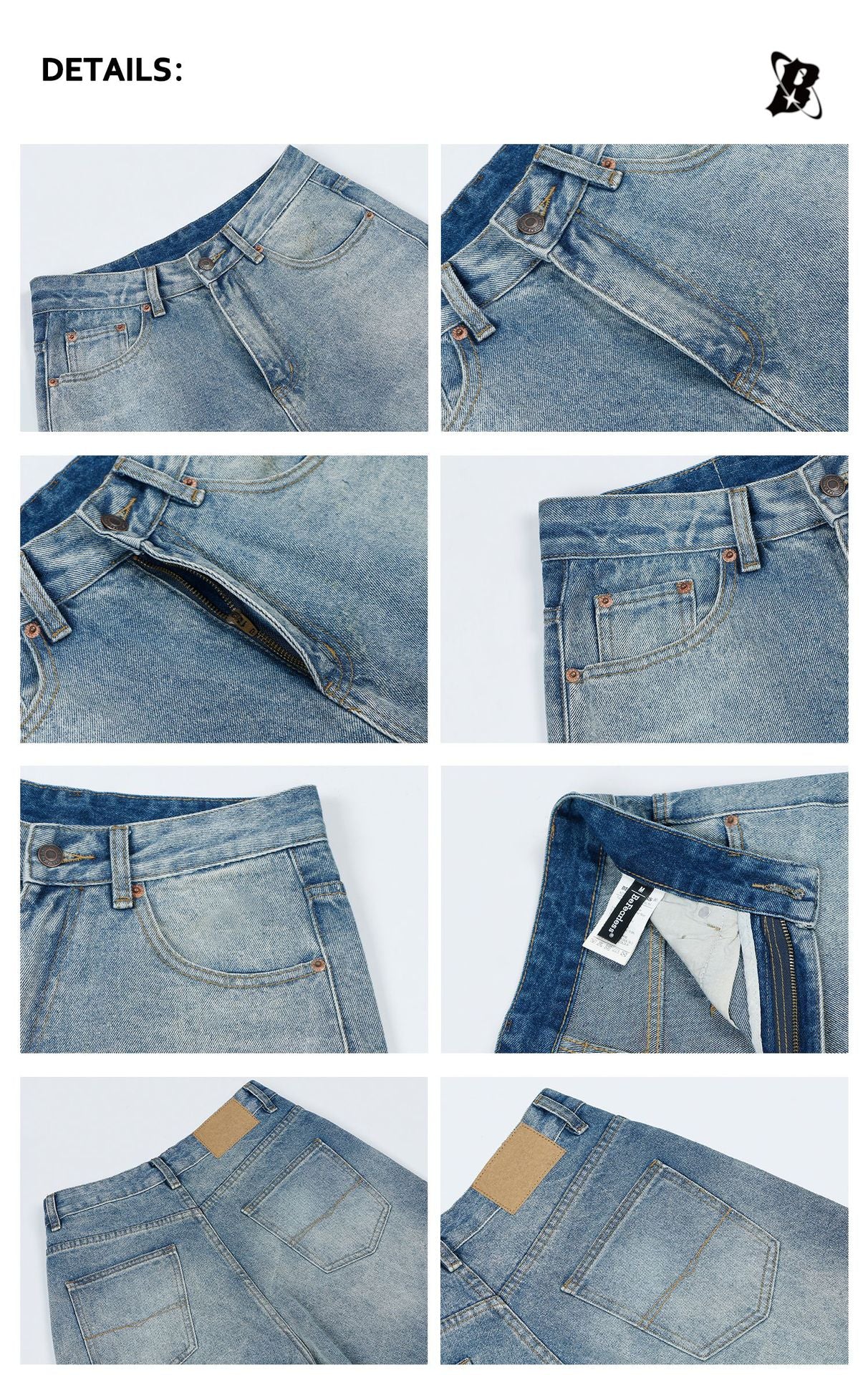 Washed Baggy Wide Leg Denim Jeans WN26348
