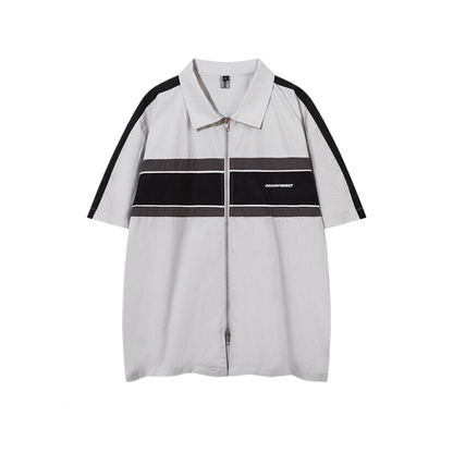 Oversize Zipper Short-sleeve Shirt WN5549