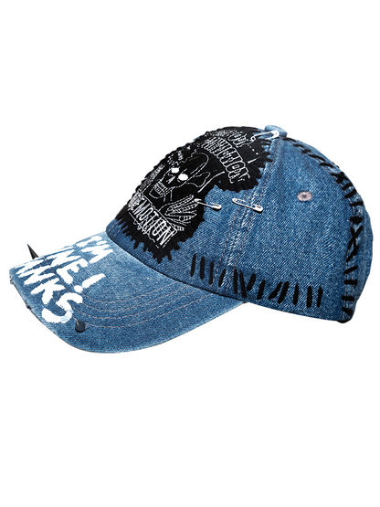 Denim Patchwork Skull Design Cap WN21149