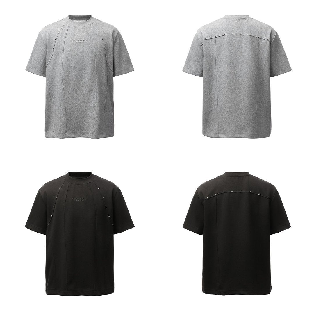 Heavyweight Double Yarn Deconstruction Beads Oversize Short Sleeve T-Shirt WN26083