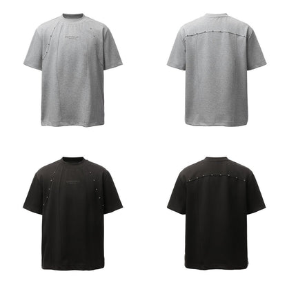Heavyweight Double Yarn Deconstruction Beads Oversize Short Sleeve T-Shirt WN26083