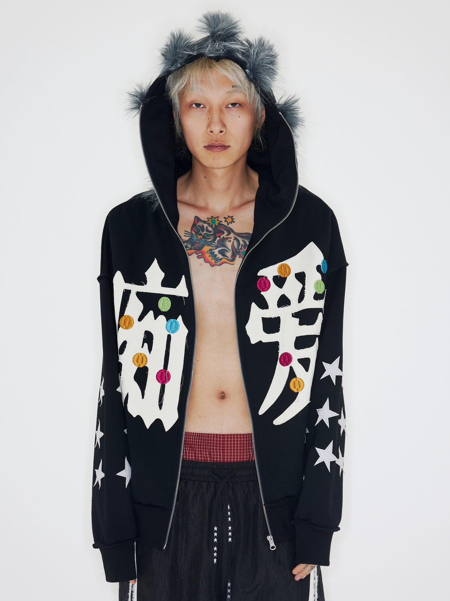 Embroidery Letter Design Hooded Zipper Jacket WN19104