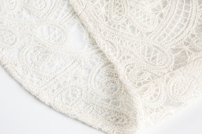 Graffiti Lace Cutout Short Sleeve Shirt WN16181