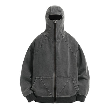 Washed Oversize Zipper Hoodie WN11358