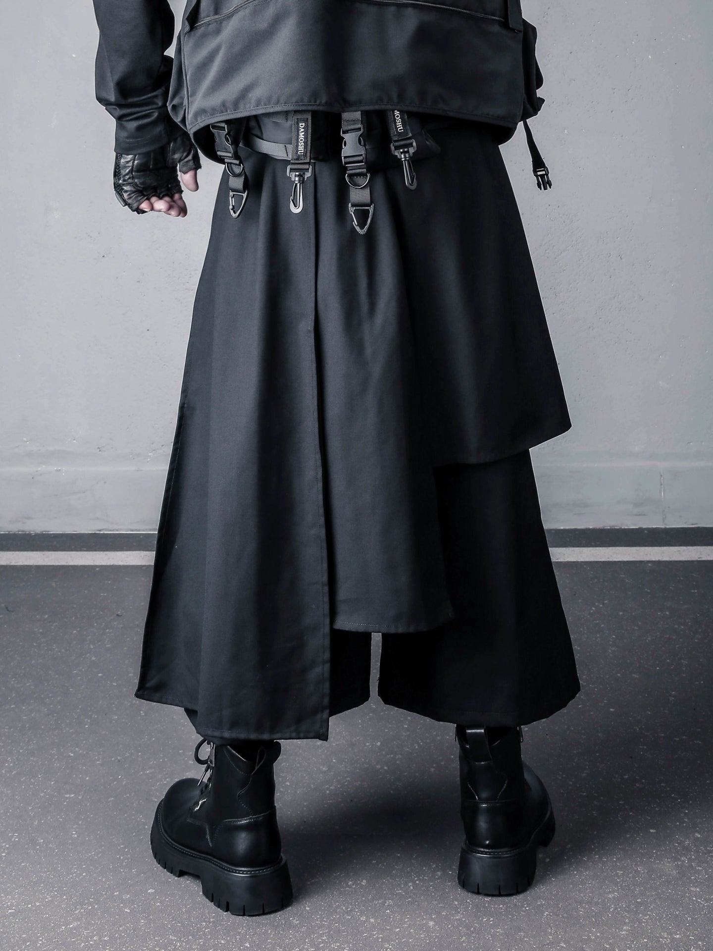 Asymmetric Mix Patch Wide Leg Pants WN22339