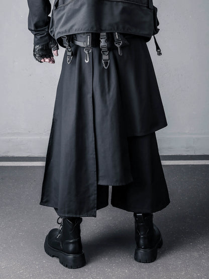 Asymmetric Mix Patch Wide Leg Pants WN22339