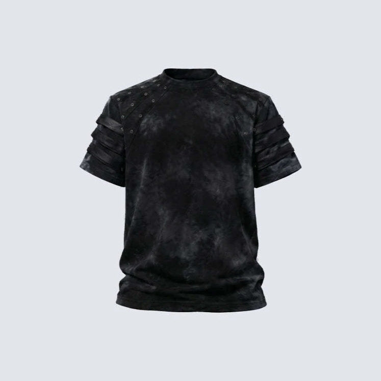 Studs Detail Strap Short Sleeve T-Shirt WN28021