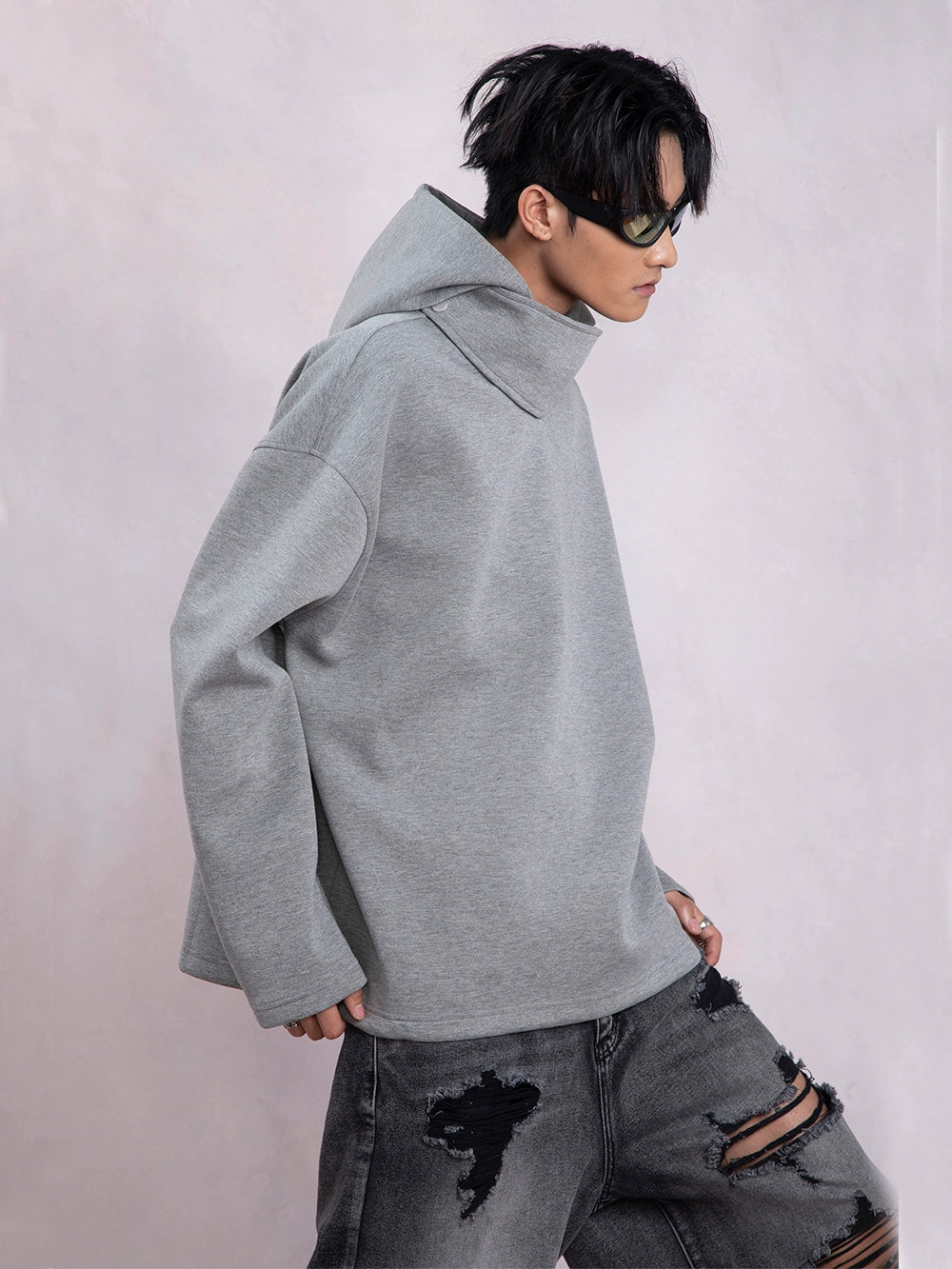 High-neck Oversize Pullover Hoodie WN9331