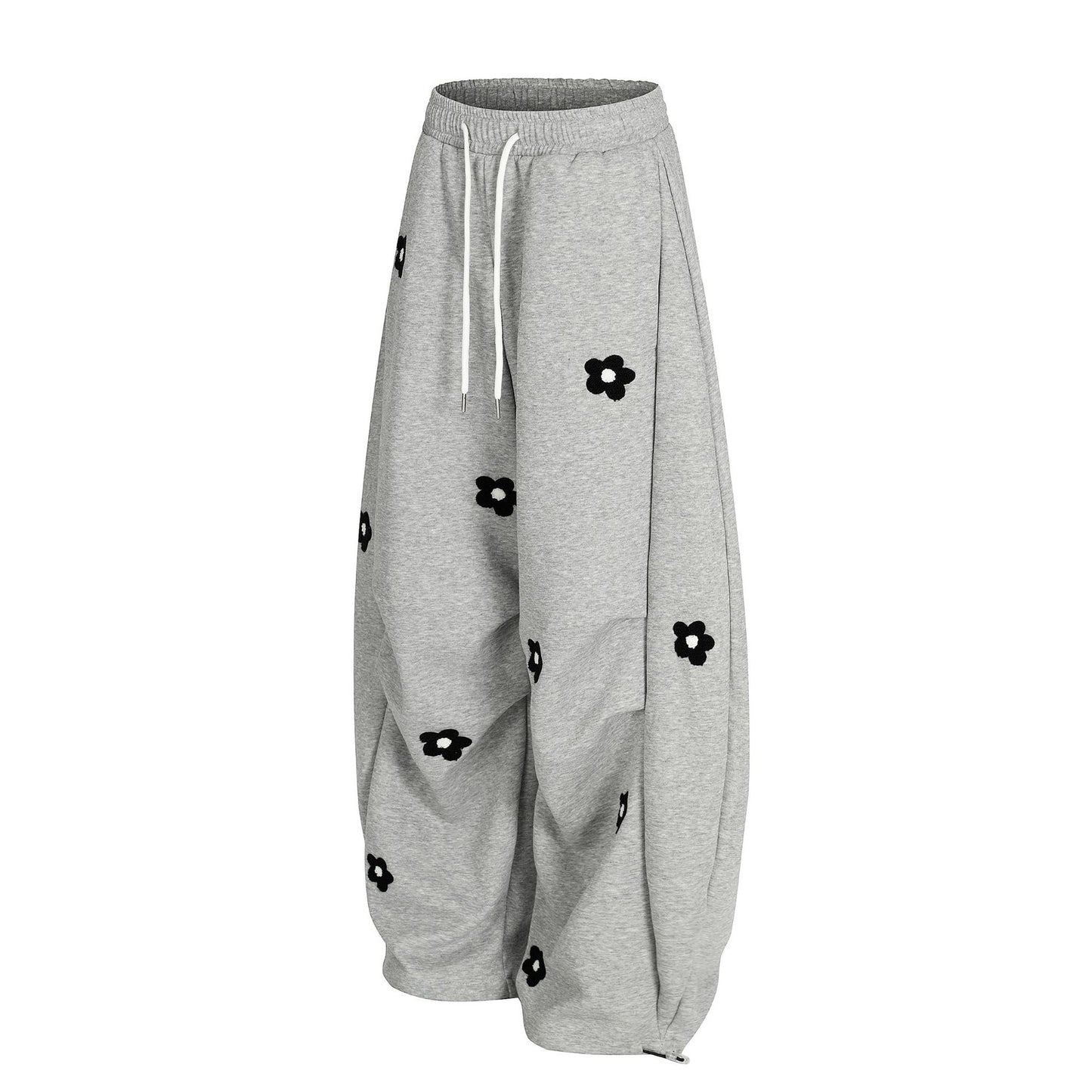 Flower Print Drawstring Wide Leg Sweatpants WN25427