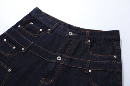 Double Waist Wide Leg Cropped Denim Half Pants WN25930