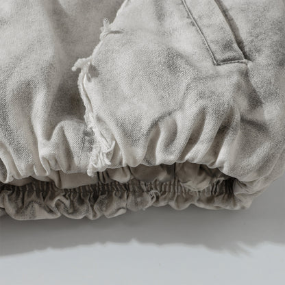 Raw Edge Heavy Wash Thick Puffer Jacket WN12696