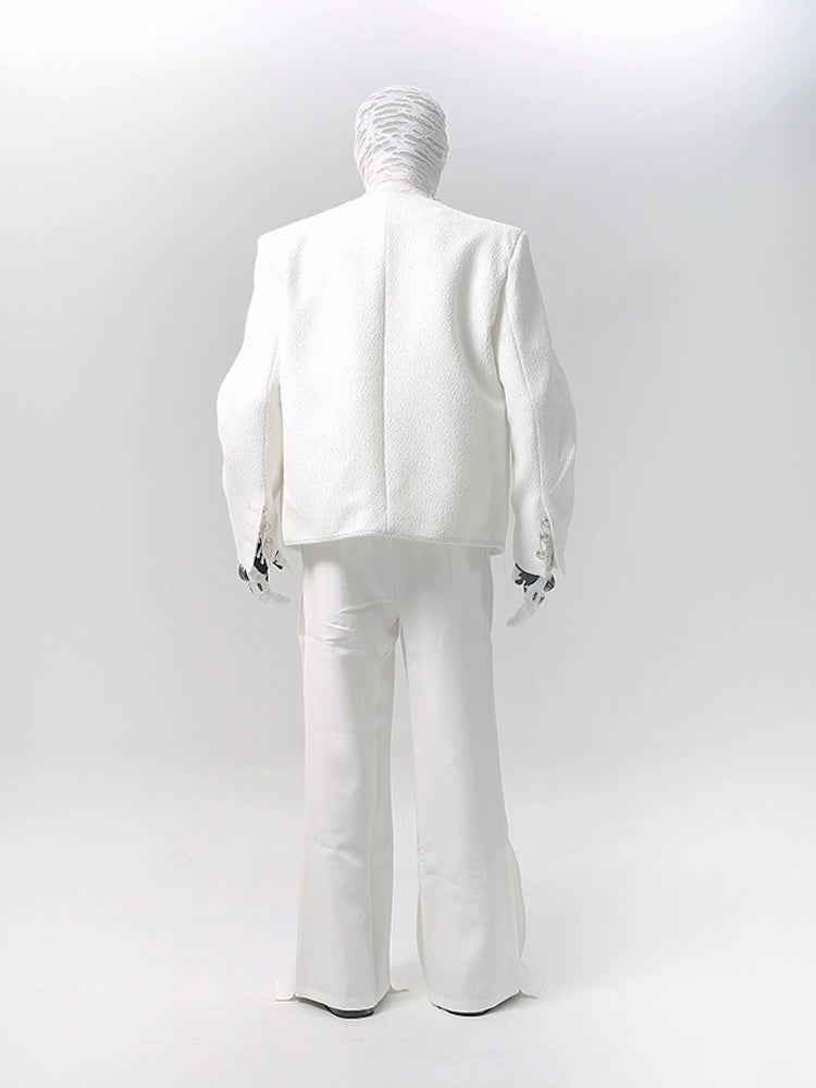 Raw Hem Woven Studs Button Jacket WN18601