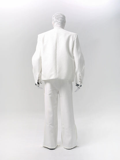 Raw Hem Woven Studs Button Jacket WN18601