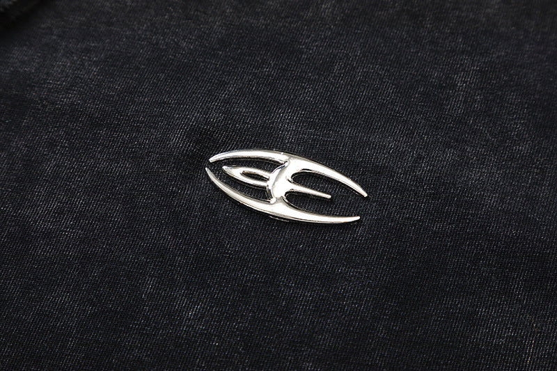 Heavyweight Washed Frayed Hem Patchwork Short Sleeve T-Shirt WN11362