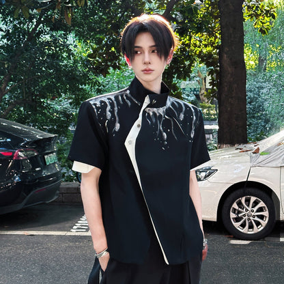 Standing-Collar Short Sleeve Shirt WN25074