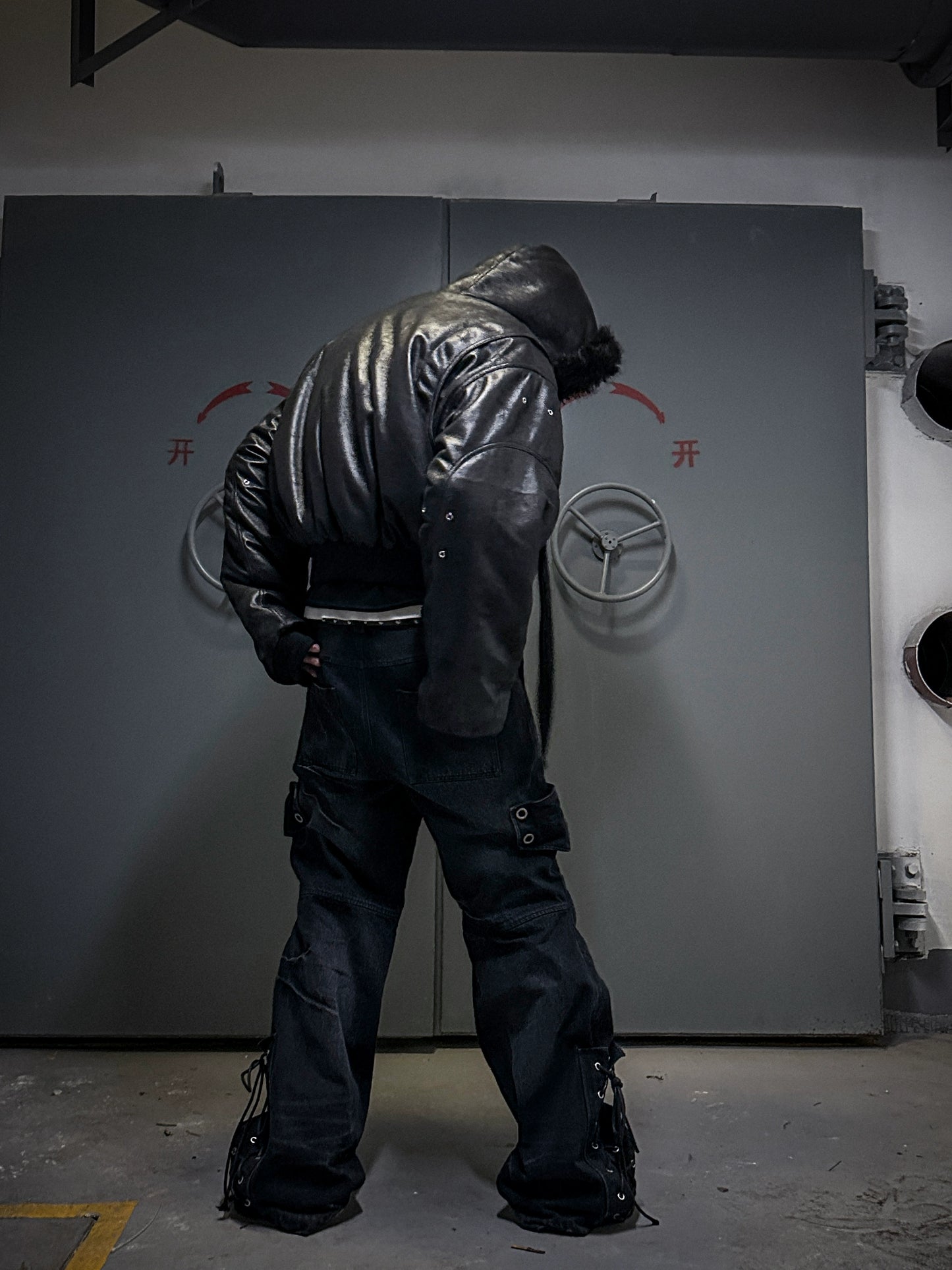 Reversible Fake Fur PU Leather Hooded Puffer Jacket WN20830