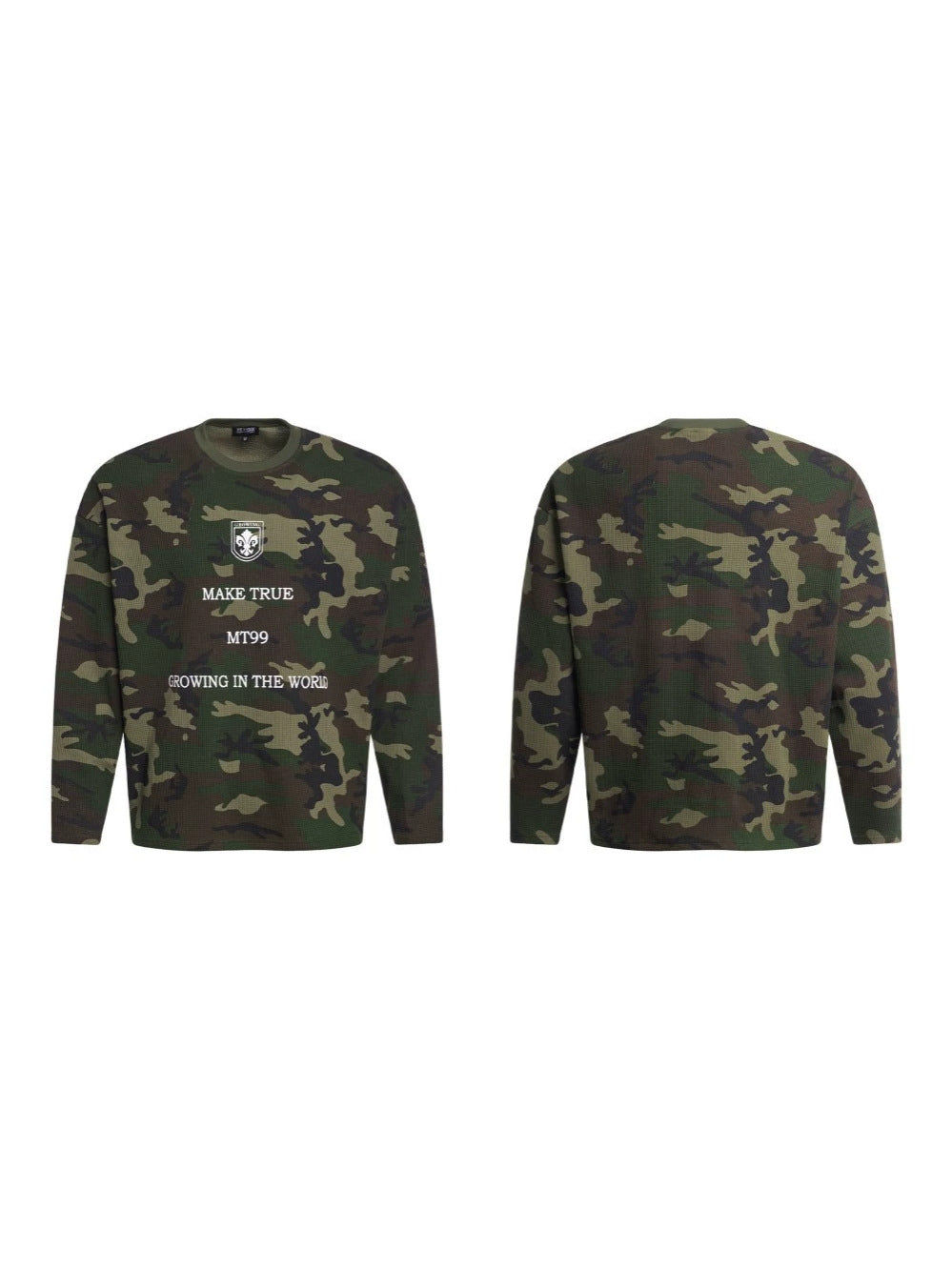 Camouflage Letter Graphic Long Sleeve T-Shirt WN27960